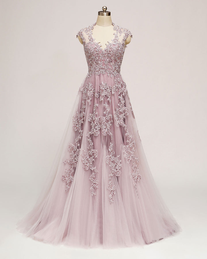 Dusty Pink Lace Wedding Dress KORYNNE – ieie