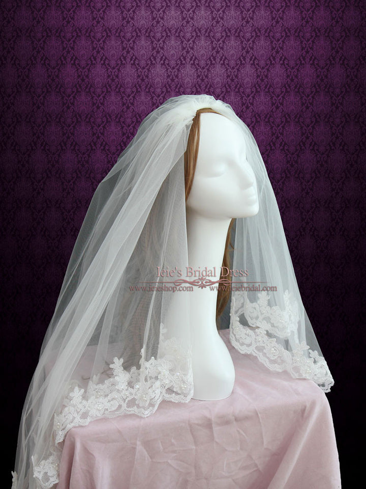 Pearl Veil White Veil With Comb Pearl Veil With Blusher Elbow Veil for  Bride Veil With Pearls 2 Tier Cathedral Veil Fingertip Veil -  Finland