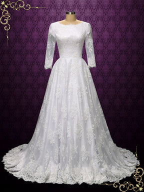 Vintage Style Modest Lace Wedding Dress OLIE – ieie