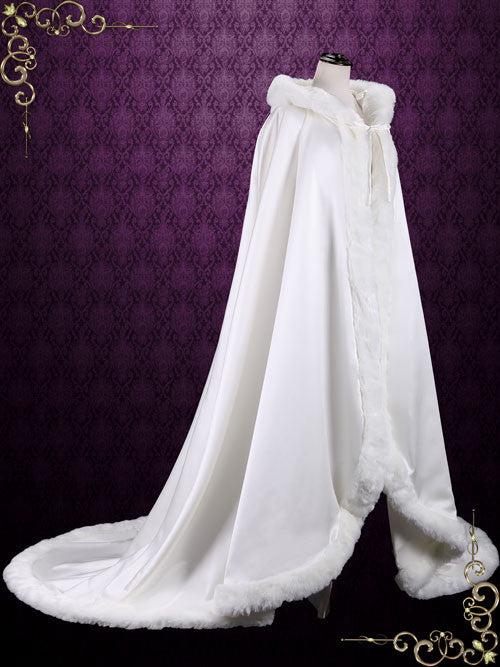 Long white cheap cape with hood